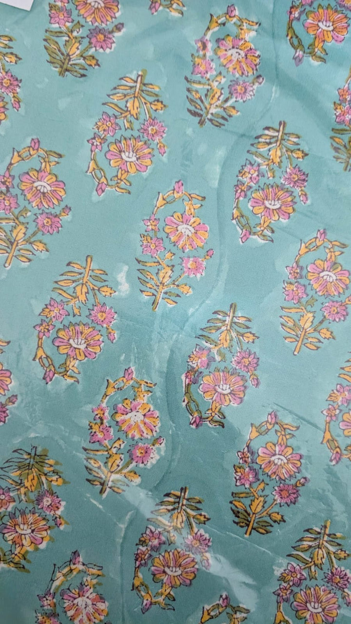 Sale - Turquoise floral tablecloth - 10 seater block print table cloth - 60x140 inches - Gulshan