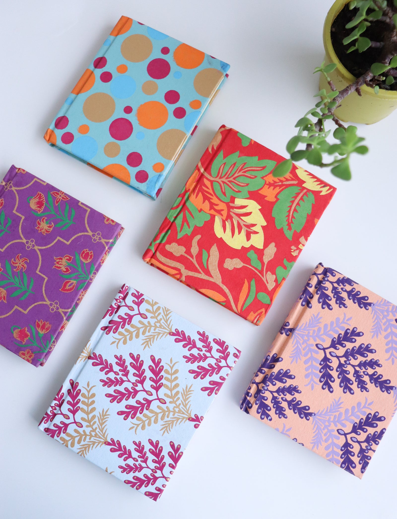 Assorted block print recycled paper notebooks in bulk
