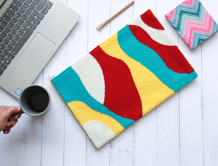 Punch needle embroidered laptop sleeve with groovy graphics design 13 inch on sale
