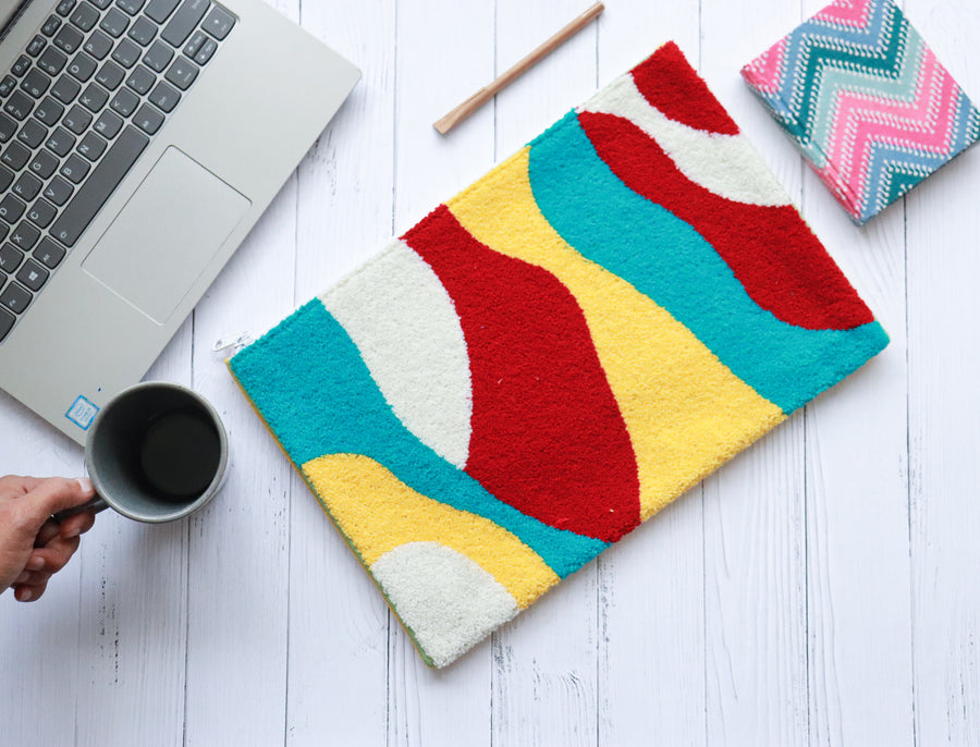 Punch needle embroidered laptop sleeve with groovy graphics design 13 inch on sale
