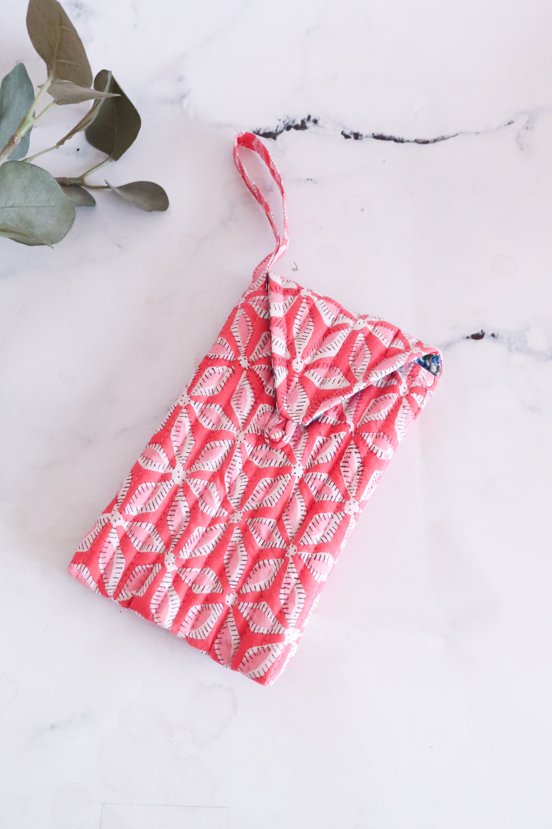 Assorted block print quilted sunglasses covers in bulk lot
