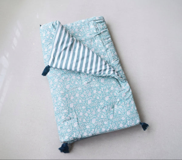 floor mattress block print turquoise