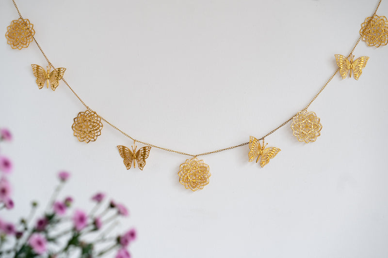 Handcrafted Metal Toran - Gold cutwork toran - Door hanging decor - Titli