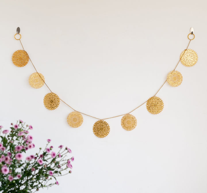 Handcrafted Metal Toran - Gold cutwork toran - Door hanging decor - Gulaab