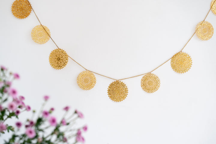 Handcrafted Metal Toran - Gold cutwork toran - Door hanging decor - Gulaab