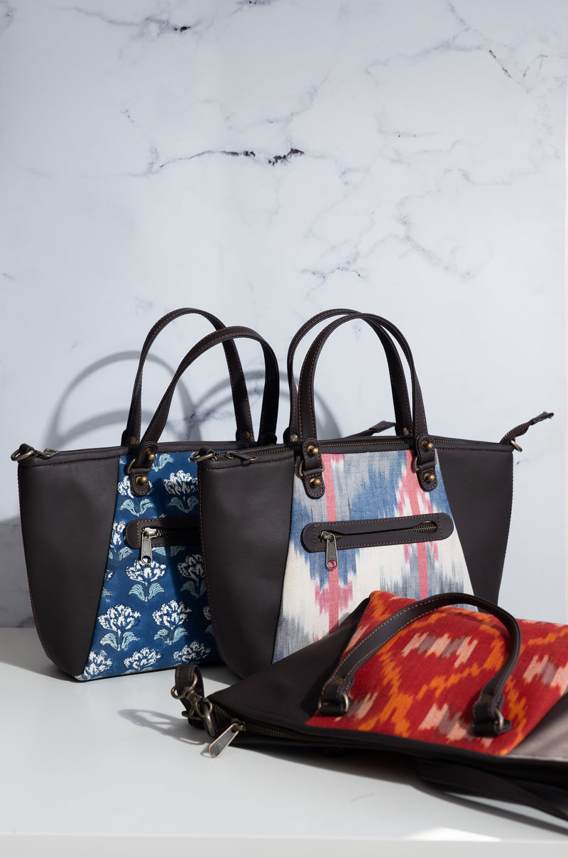 Handbag for women - Block print tote bag with sling - Vayu