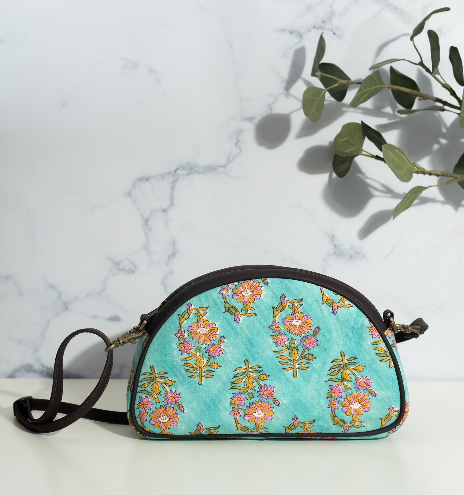 Women's Saddle Sling bag - Block print saddle bag - Rang - Sling Bag by Kari by Kriti