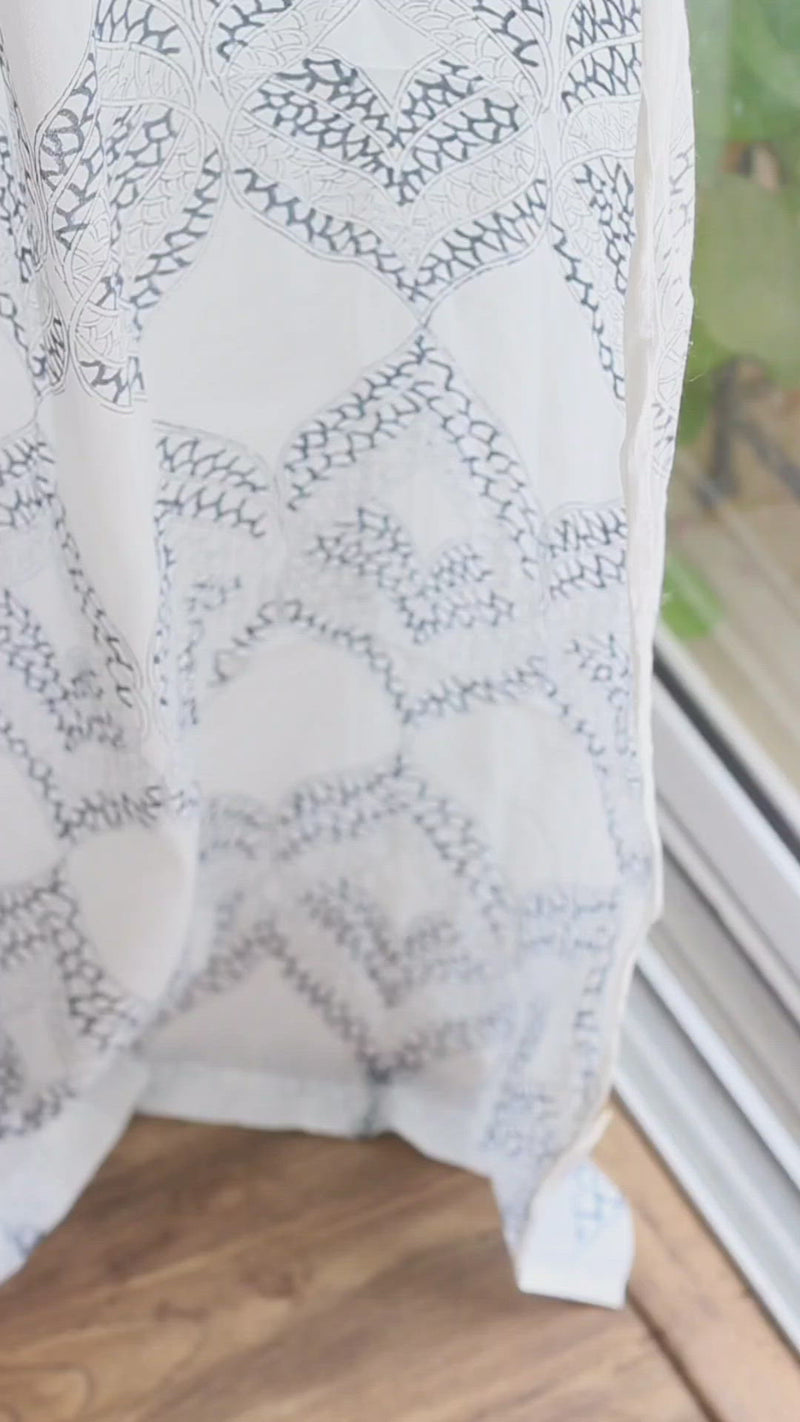 Geometric blue curtains - sheer curtains - Sold individually