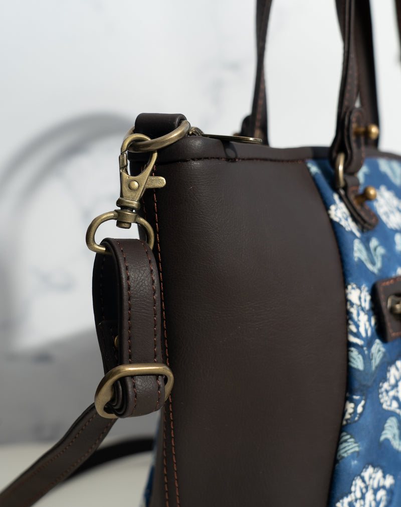Handbag for women - Block print tote bag with sling - Neel