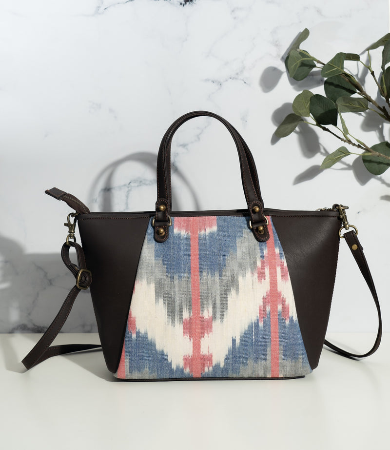 Handbag for women - Block print tote bag with sling - Vayu