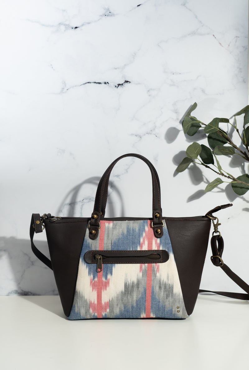 Handbag for women - Block print tote bag with sling - Vayu