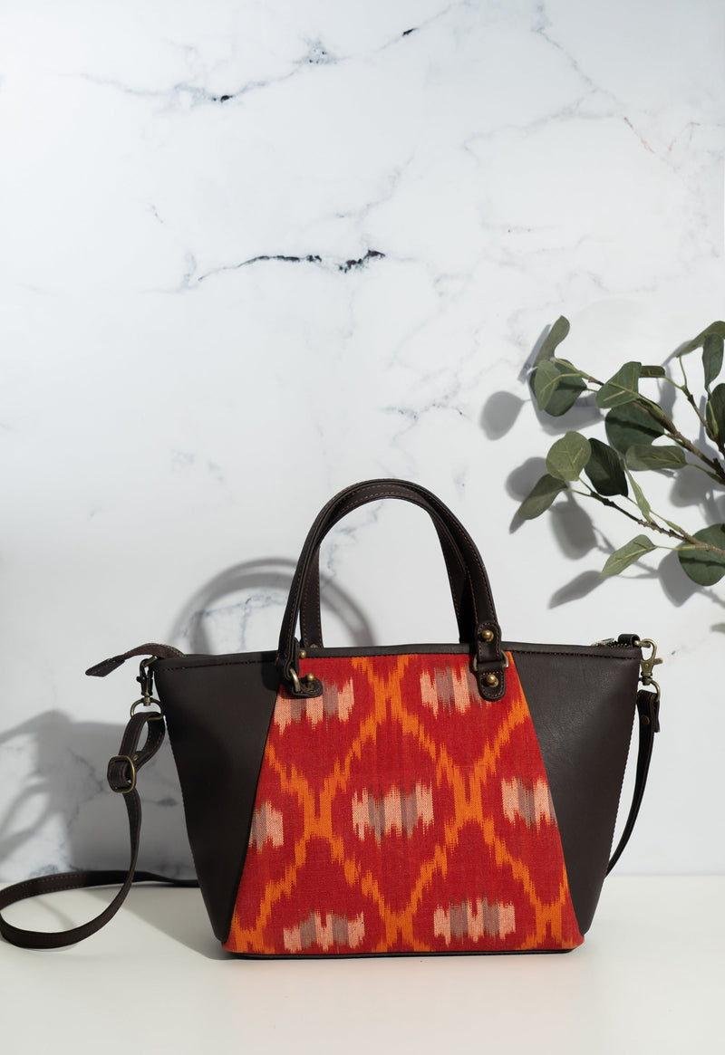 Handbag for women - Block print tote bag with sling - Jiva