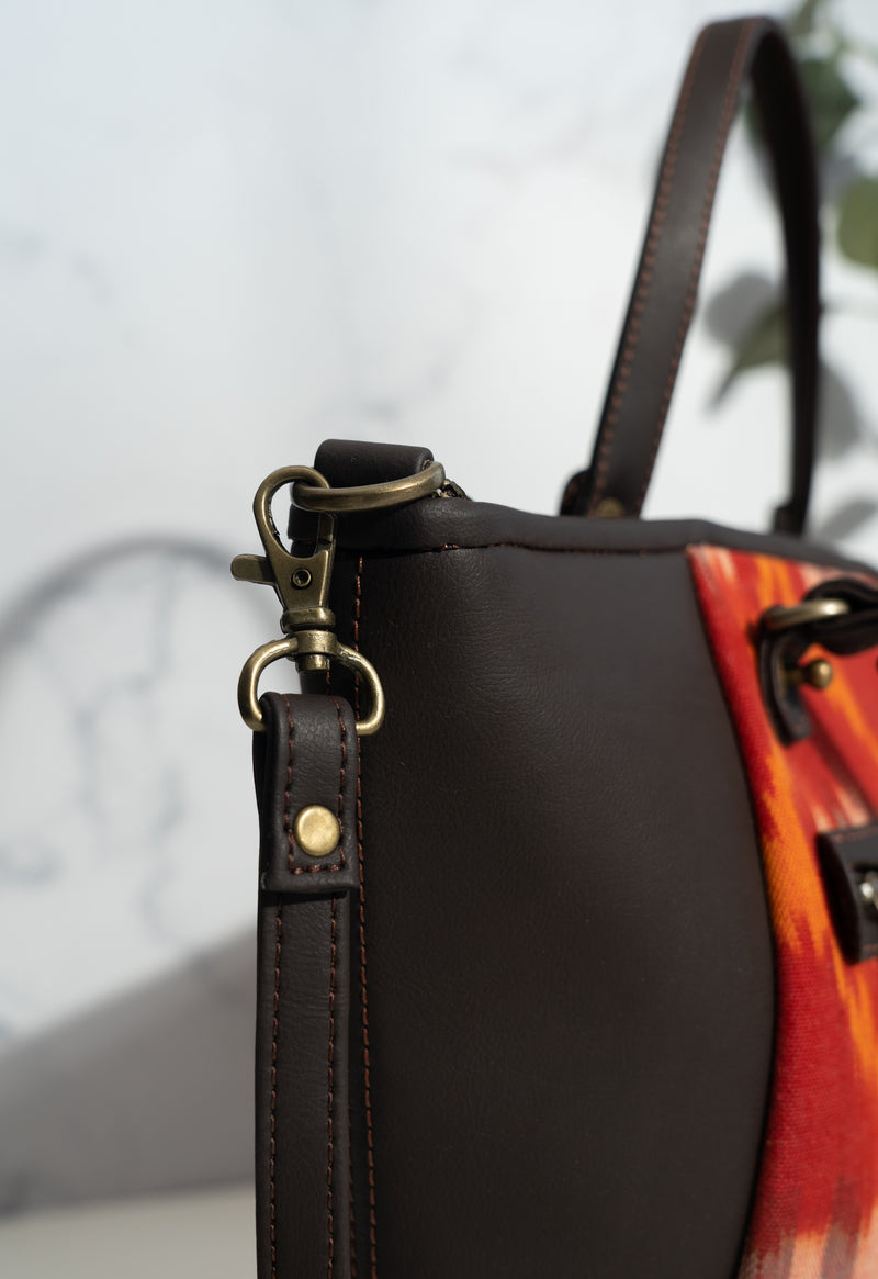 Handbag for women - Block print tote bag with sling - Jiva