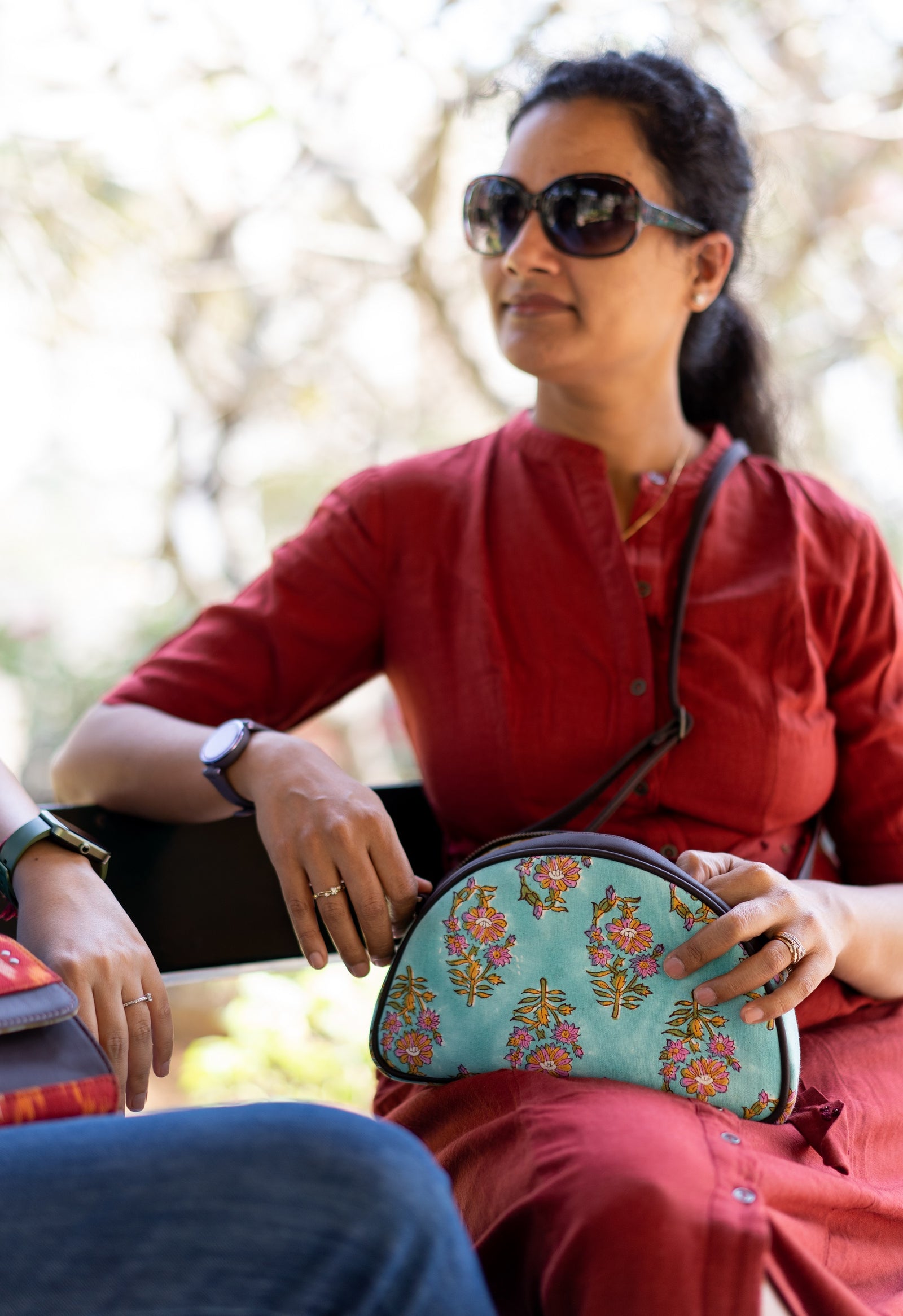Women's Saddle Sling bag - Block print saddle bag - Rang - back view
