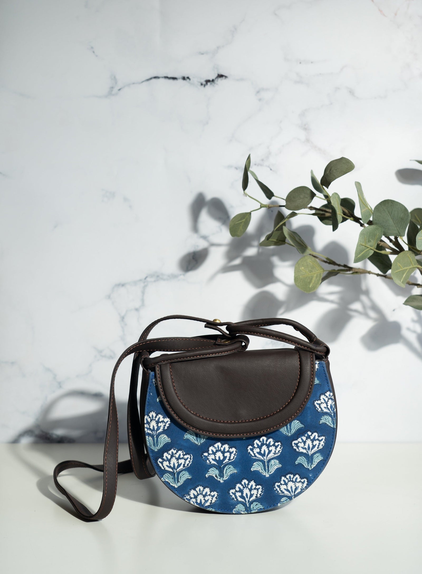 Half moon Women's Sling bag - Block print sling bag - Neel - back view