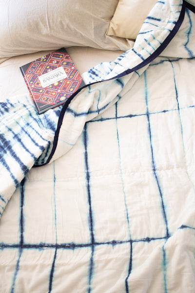 Shibori AC Quilt - Blue Tie and dye quilt