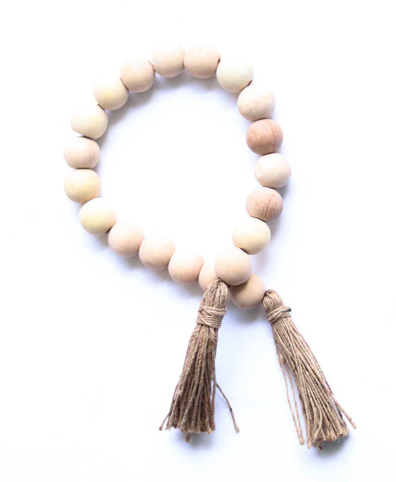 Wood bead garland  - Wooden beads garland - 20 inches with tassels