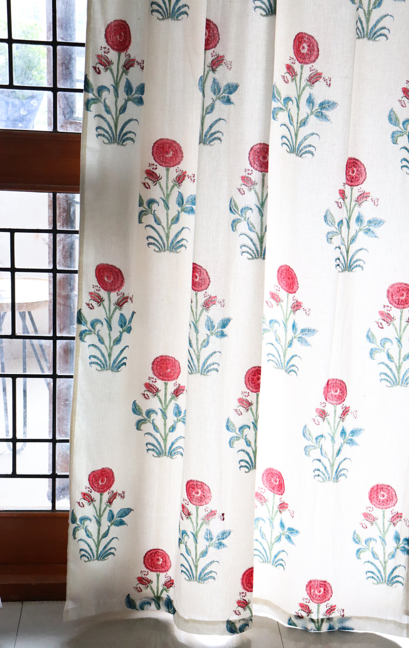 Red boota curtains with lining - Light blocking curtains