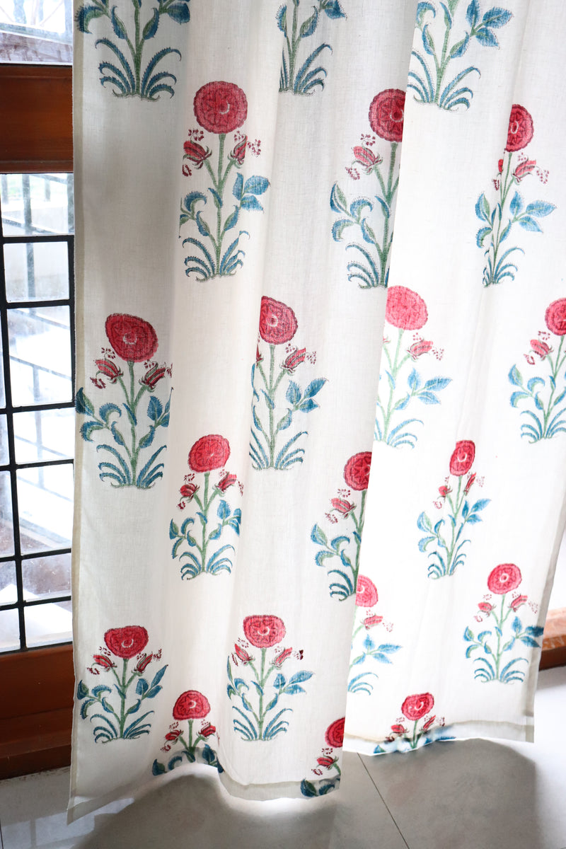 Red boota curtains with lining - Light blocking curtains