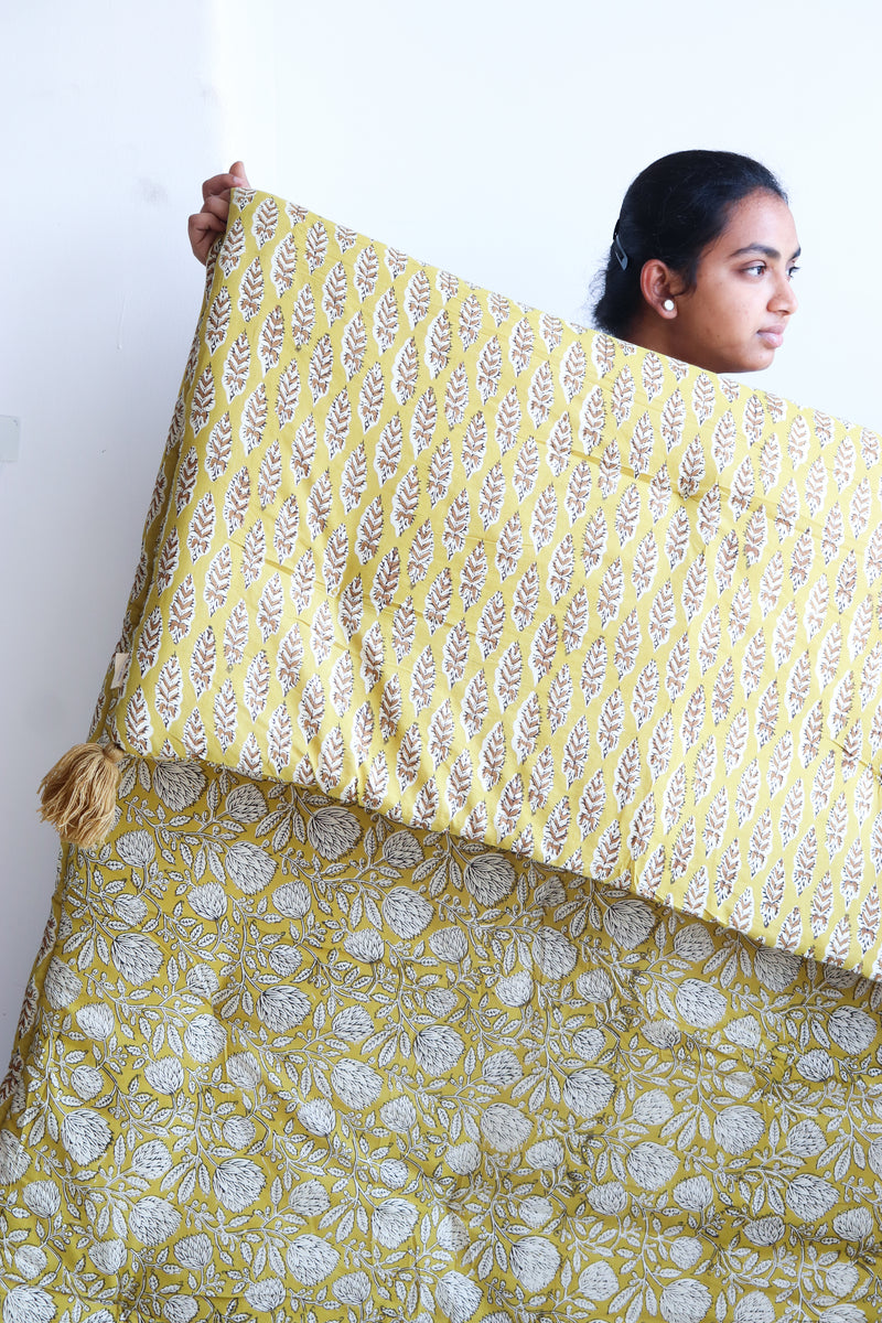 Yellow Reversible Floor mattress - Large floor cushion - 3 x 6 feet - Ready to ship