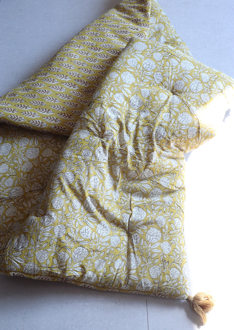Yellow Reversible Floor mattress - Large floor cushion - 3 x 6 feet - Ready to ship
