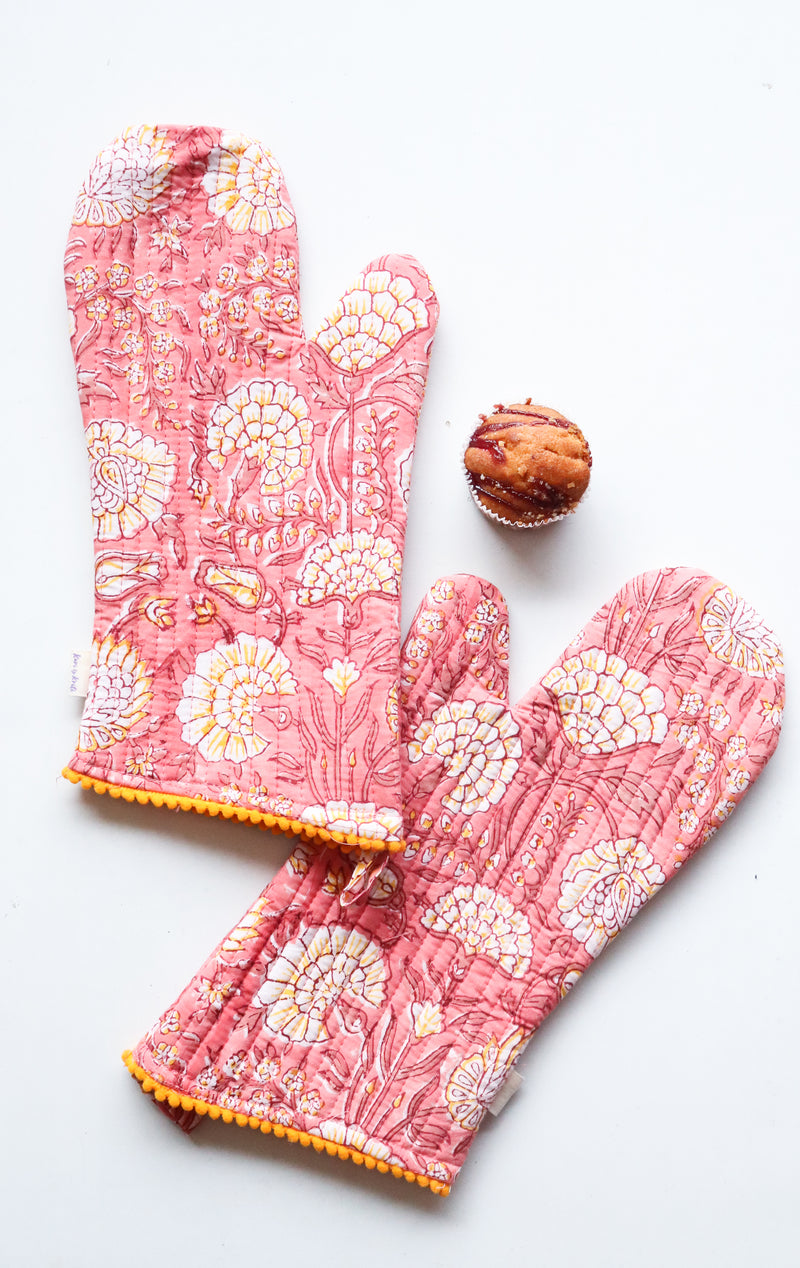 Set of two oven gloves - Oven mittens - Peach