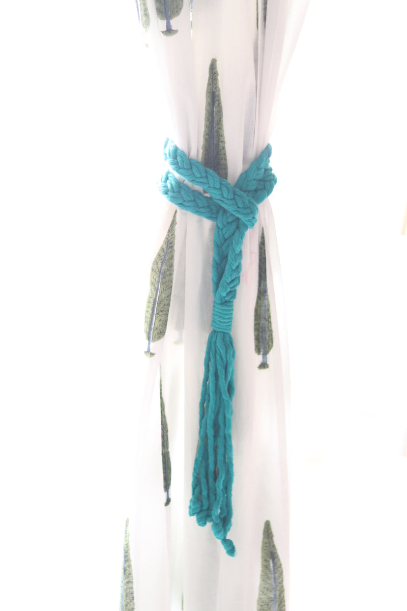 Curtain tie backs - Macramé curtain ties - Blue - set of 2
