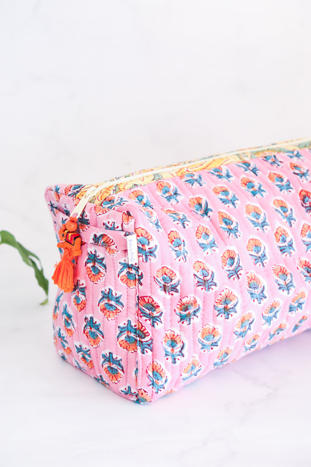  Makeup bag - Block print fabric travel pouch