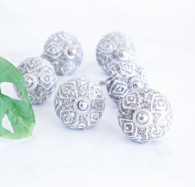 Blue pottery knobs - Ceramic knobs - Drawer knob  - Set of 6
