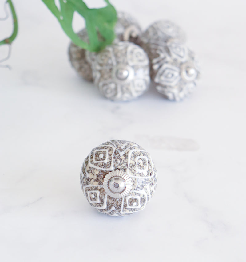 Blue pottery knobs - Ceramic knobs - Drawer knob  - Set of 6