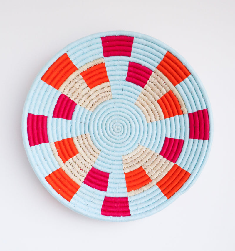 Sabai Grass wall baskets - Colourful Decorative wall plates - Set of 5