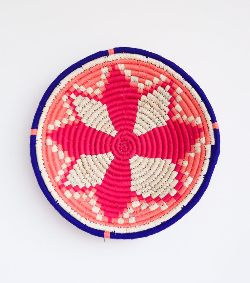 Sabai Grass wall baskets - Colourful Decorative wall plates - Set of 5