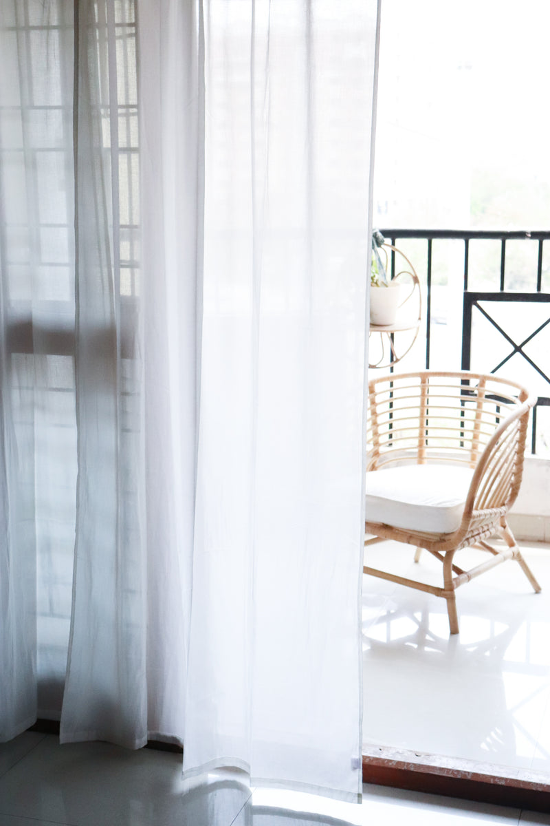 Solid white sheer curtains - Plain Mul curtains - Ready to ship