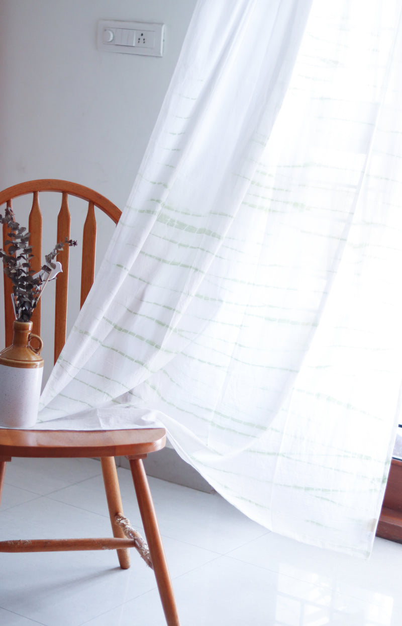 Sea Green shibori tie and dye curtains - sheer curtains - Sold individually