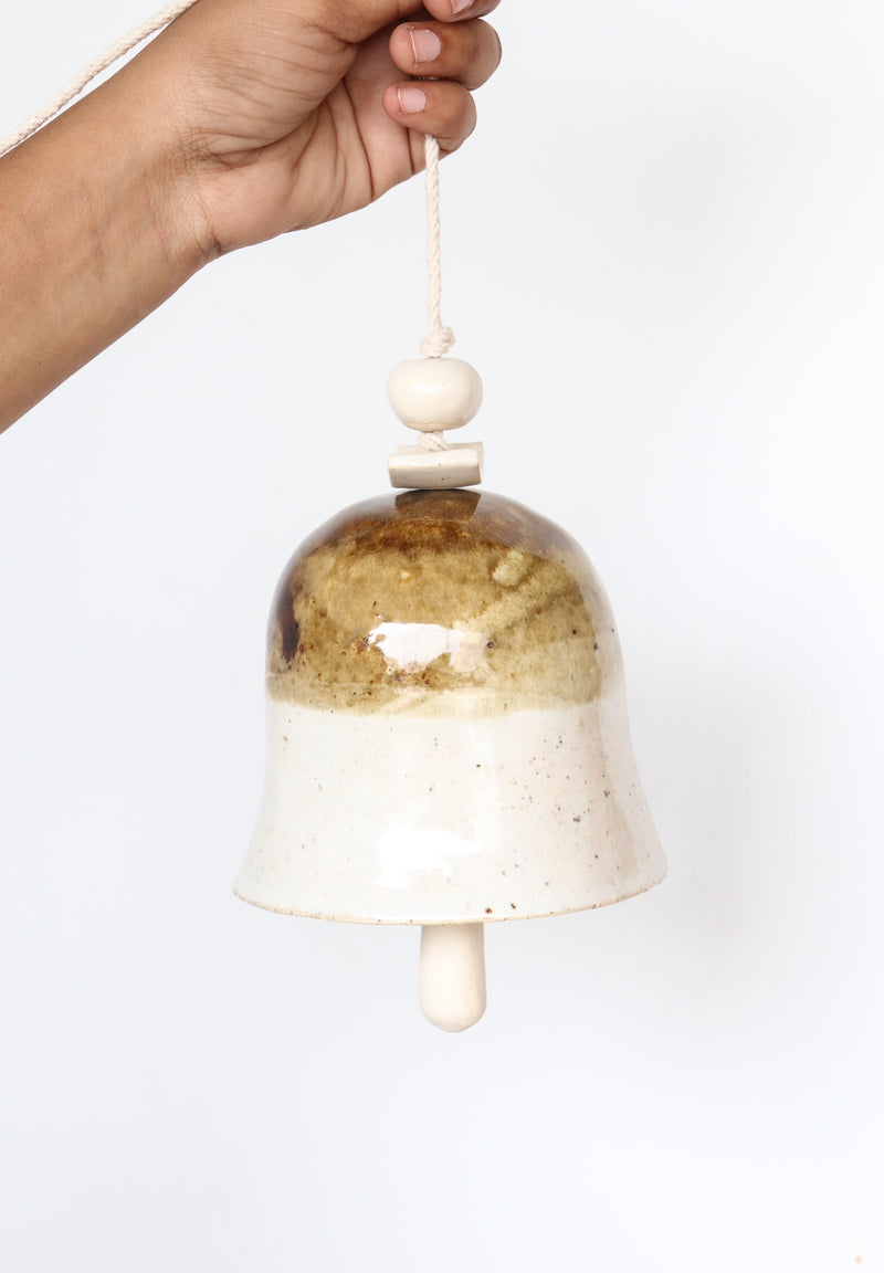 Large Ceramic bell - Handcrafted clay Bells - 8 inches - Caramel