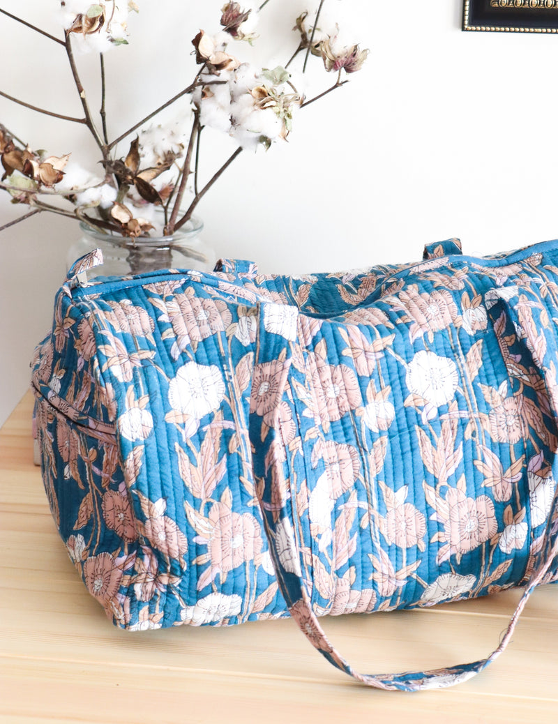 Pre - order - Block print weekender bag - Boho quilted bags - overnight bag - gym bag - Duffle