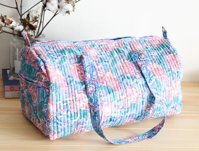 Block print weekender bag 