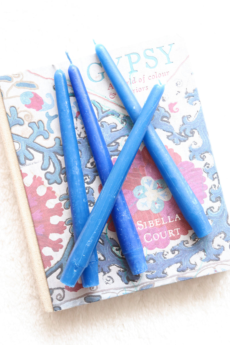 Dark blue Taper candles - Pure bees wax tapered Candles - Dip dyed candles - Set of 4