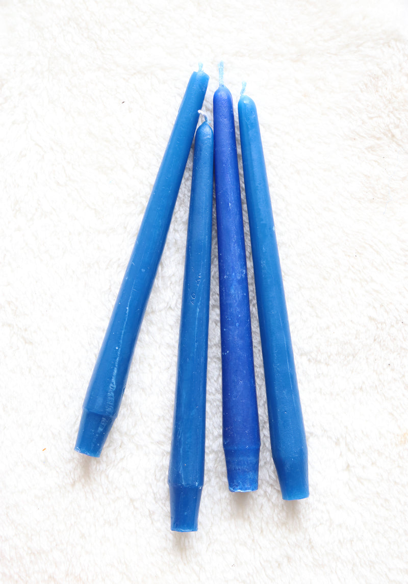 Dark blue Taper candles - Pure bees wax tapered Candles - Dip dyed candles - Set of 4