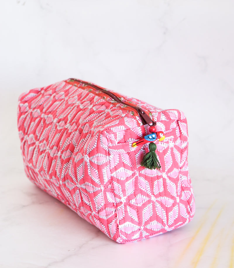  Makeup bag - Block print fabric travel pouch