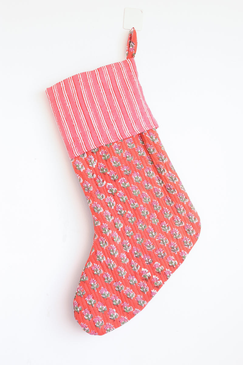 Large Christmas stocking - Quilted Christmas Hanging Decoration - Candy Cane