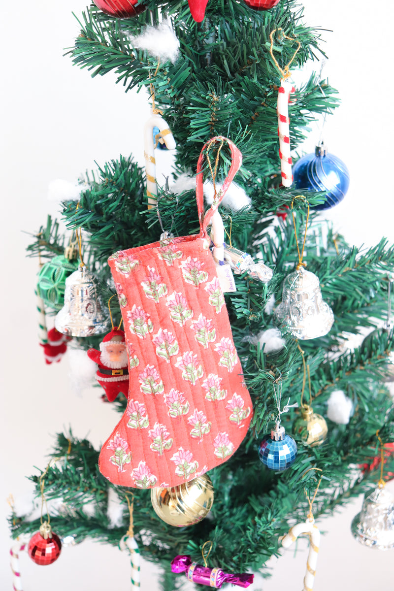 Mini Christmas stocking - Quilted Christmas Hanging Decoration - Christmas ornament - Candy Cane
