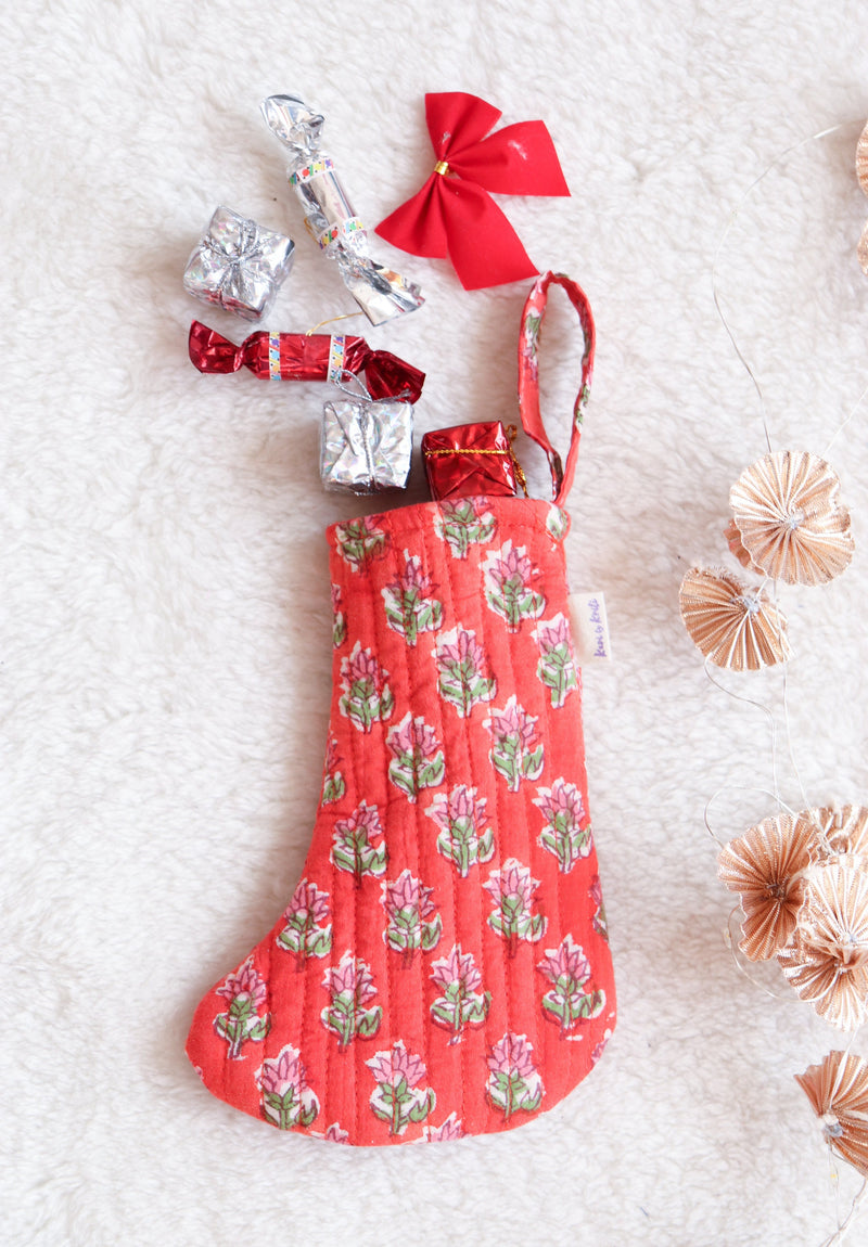 Mini Christmas stocking - Quilted Christmas Hanging Decoration - Christmas ornament - Candy Cane