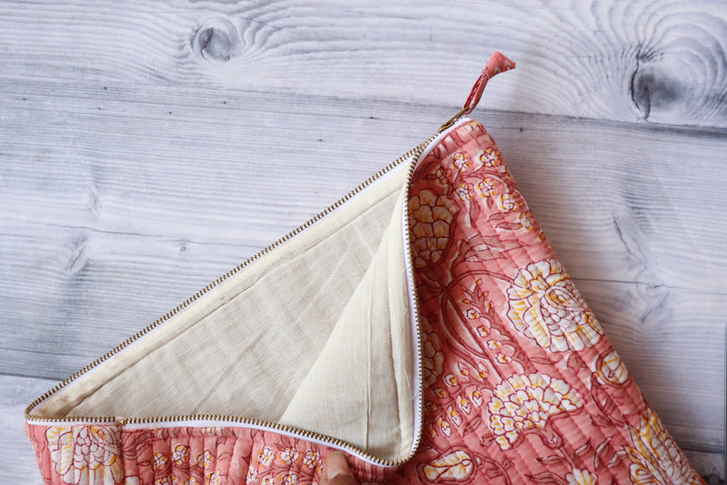 Block print Laptop sleeves  - Peach floral