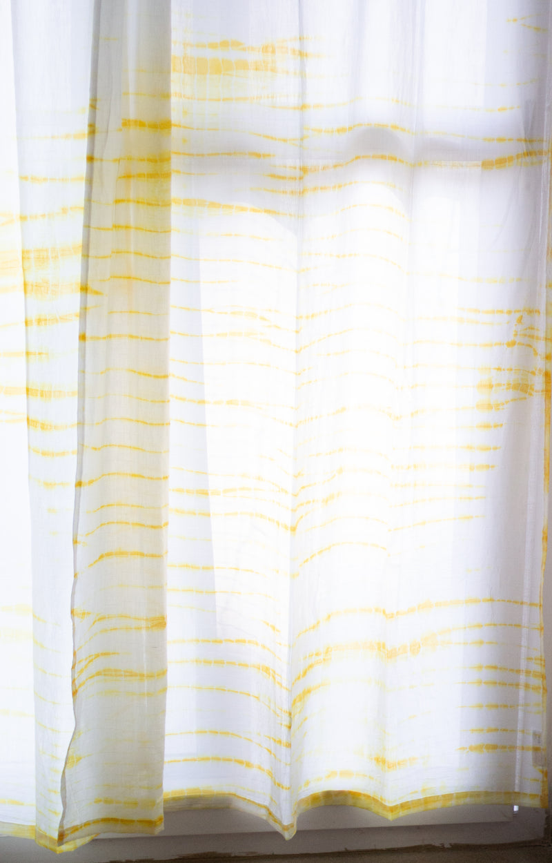 Yellow shibori tie and dye curtains - sheer curtains - Sold individually