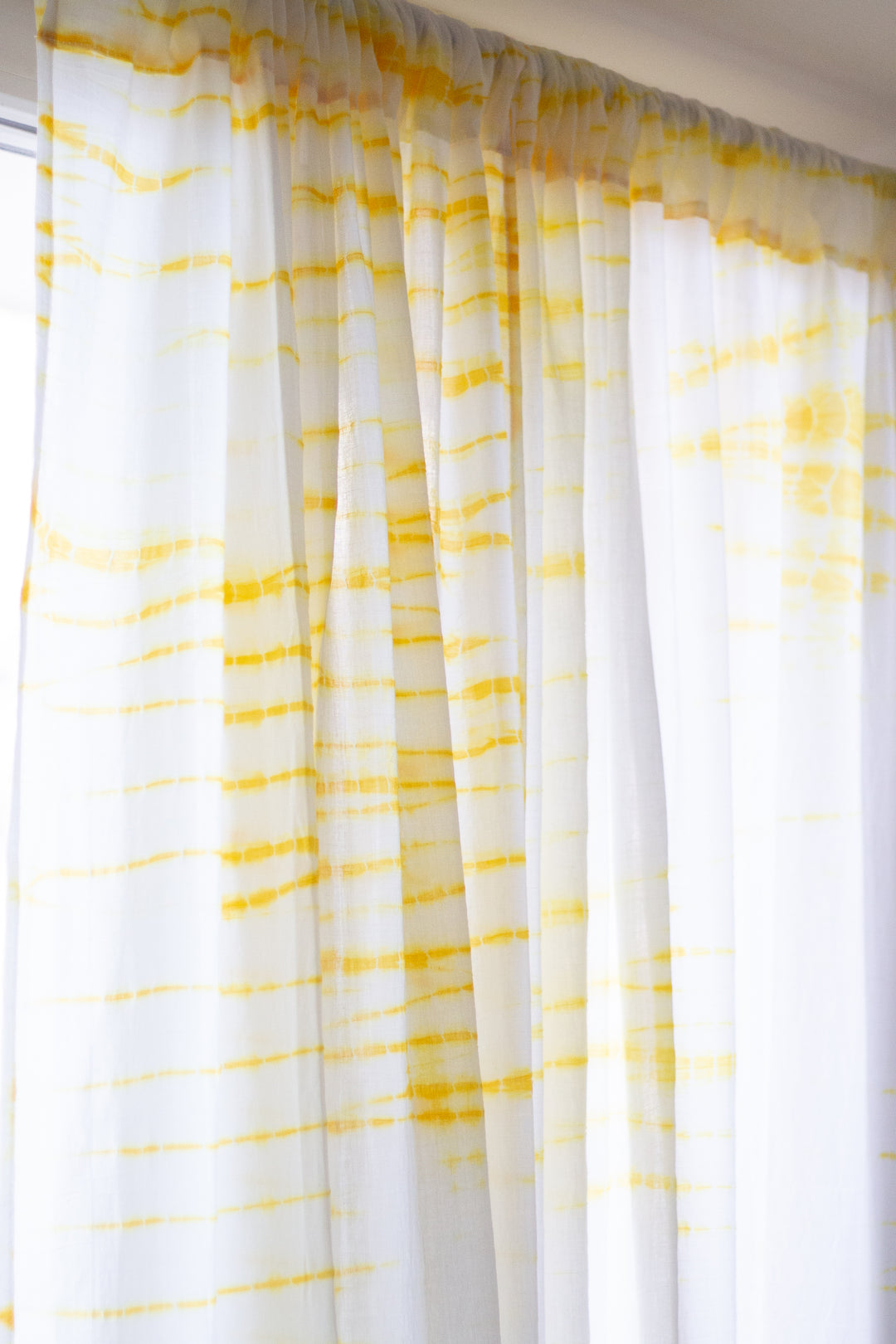 Sale - Yellow shibori tie and dye curtains - sheer curtains - Sold individually