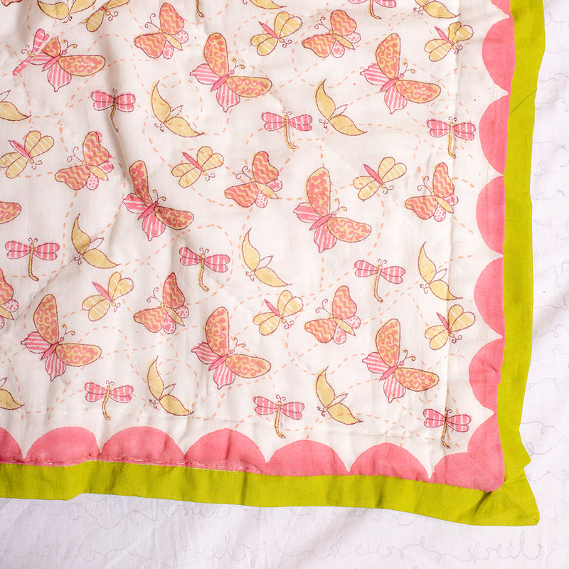 Pink Butterflies print quilt -Butterfly quilt