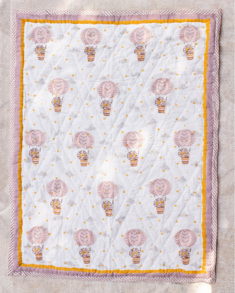 Lion block print quilt -Yellow Lion quilt