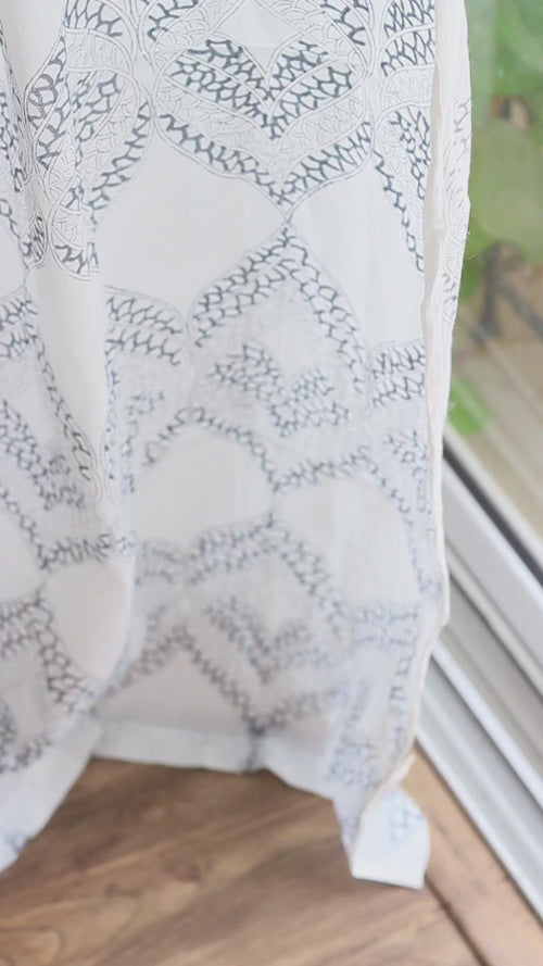 Norway block print AC quilt in floral cotton, available in single queen and king sizes, handmade by Kari by Kriti
