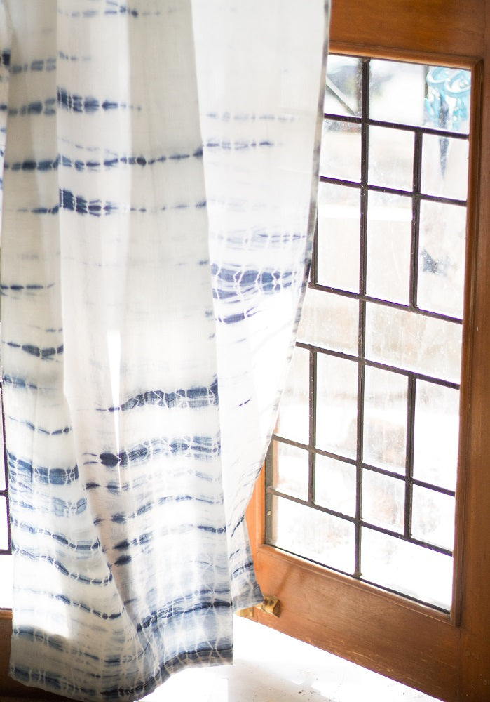 Shibori tie dye curtains - sheer curtains - Cotton mul curtains - Sold individually